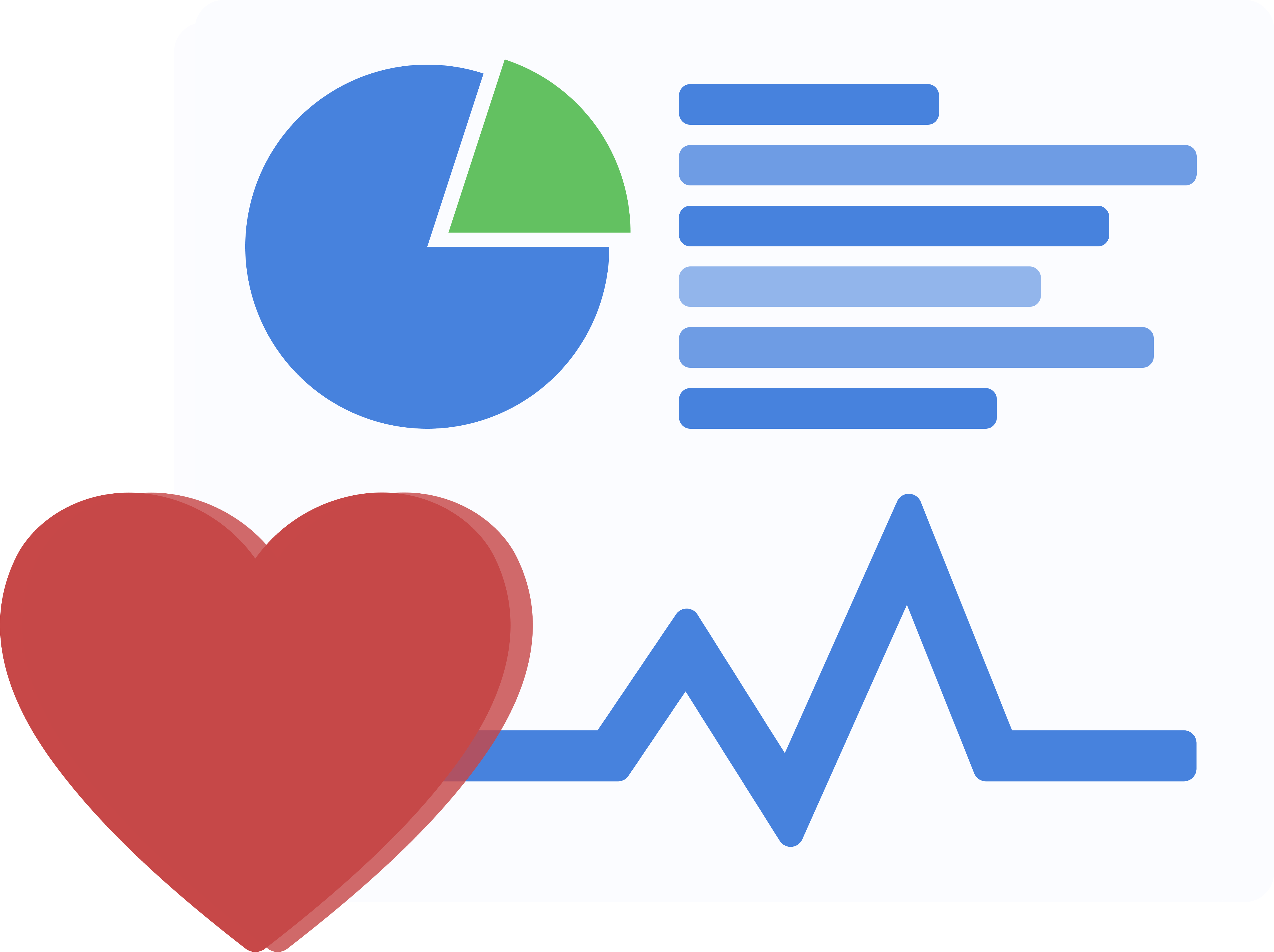 Icon of the paper with graph, heart and pulse
